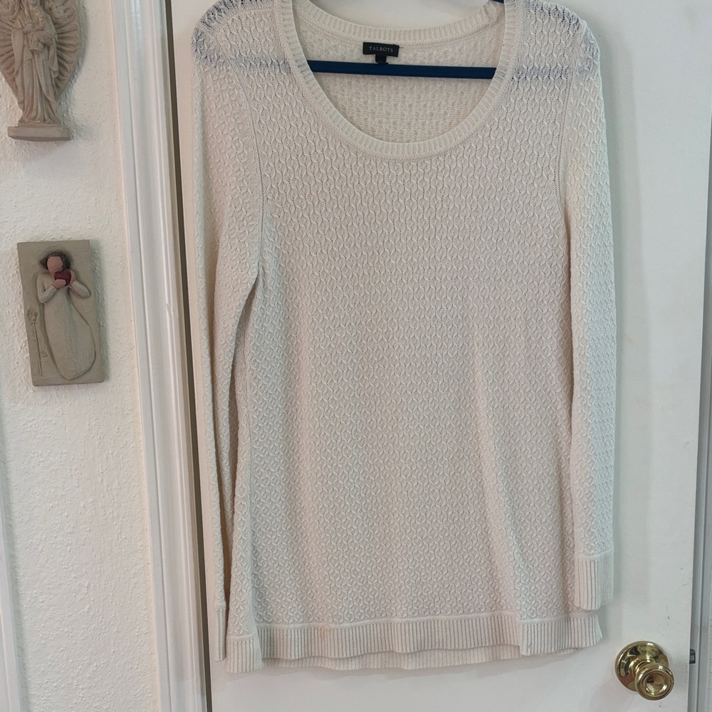 Cream Textured Knit Sweater